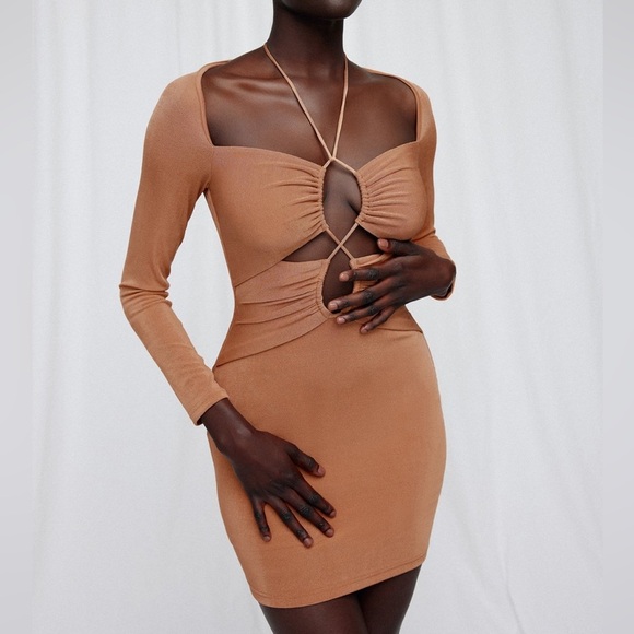 Significant Other X Revolve Rosie Long Sleeve Mini Dress in Caramel Size 4 - Picture 1 of 16